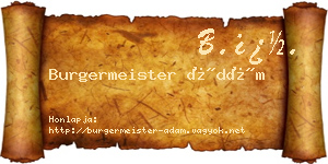 Burgermeister Ádám névjegykártya